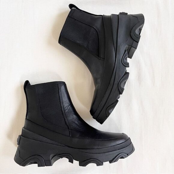 Sorel Womens Ankle Boot Chelsea Leather Waterproof Black Platform Chunky New 9.5 - Picture 5 of 8